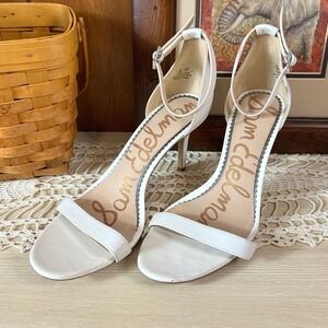 Sam Edelman Ariella White Leather Ankle Strap Stiletto Heels Sandals Size 9